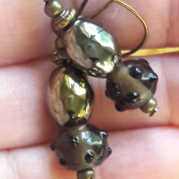 NEW Earrings Artisan fireglazed glass earrings luxe metallic  goth gla 483#fs-th - Picture 2 of 6